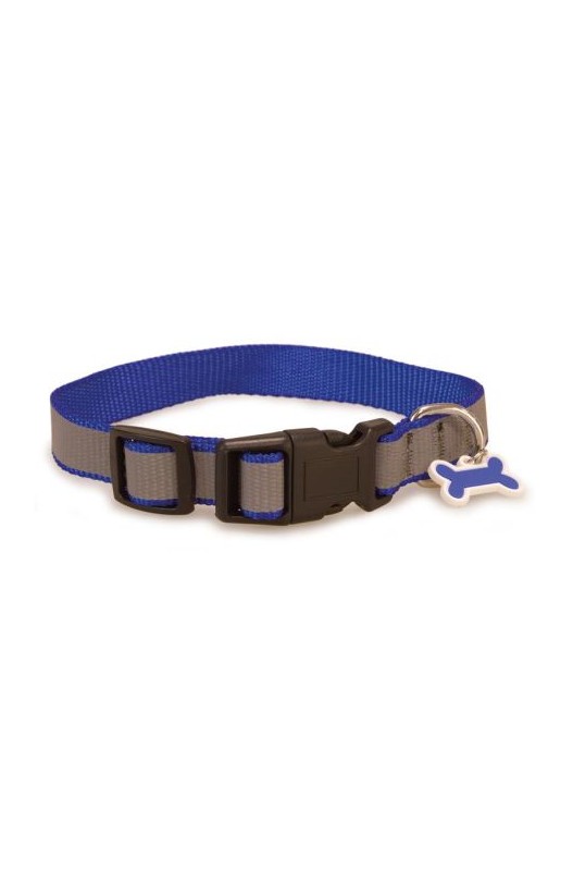 Collar Perro Reflectante Azul 1,6x25/35cm.