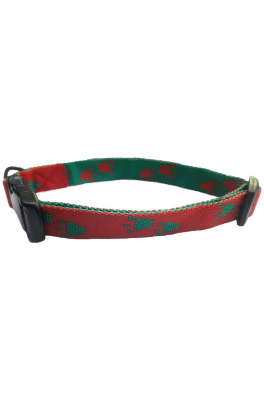 Collar Huellas (20x400-500) Verde/rojo